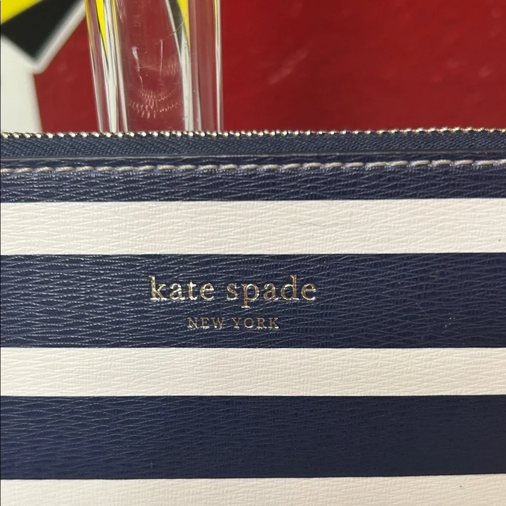 Kate Spade Navy and Cream Striped Wristlet
